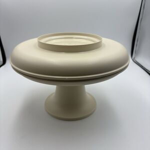 VTG Tupperware Mini Serve-It-All Tall Cake / Pedestal Server Almond Color